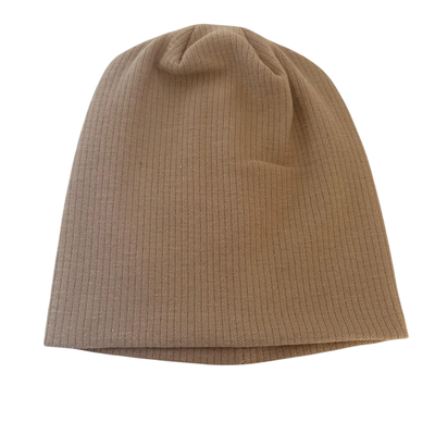 Luxury ribbed beanie - tan