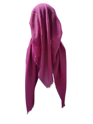 Deep raspberry solid - long back pre-tied kerchief w/band sewn in  -  soft fringed edges material