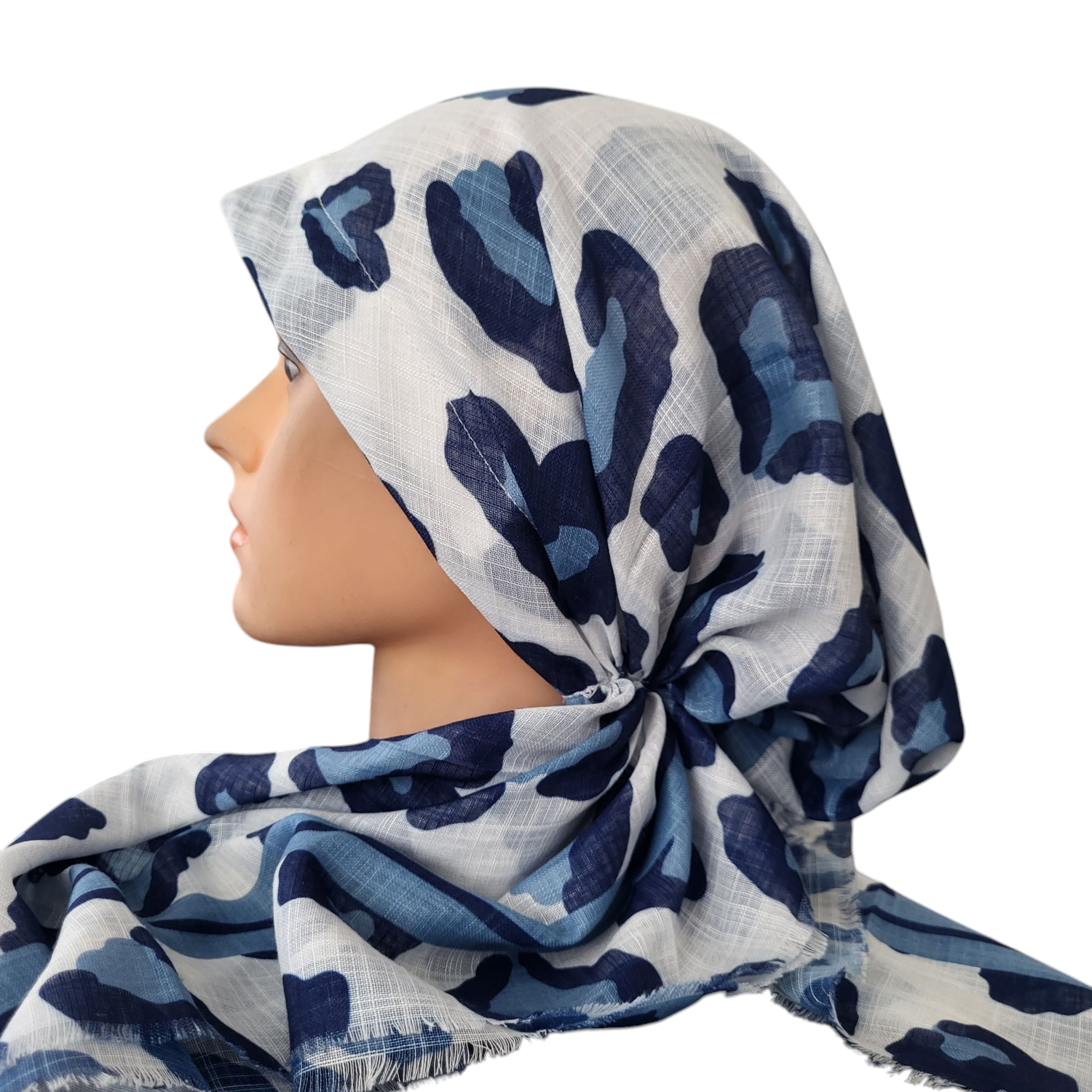 White leopard - soft fringes pretied tichel