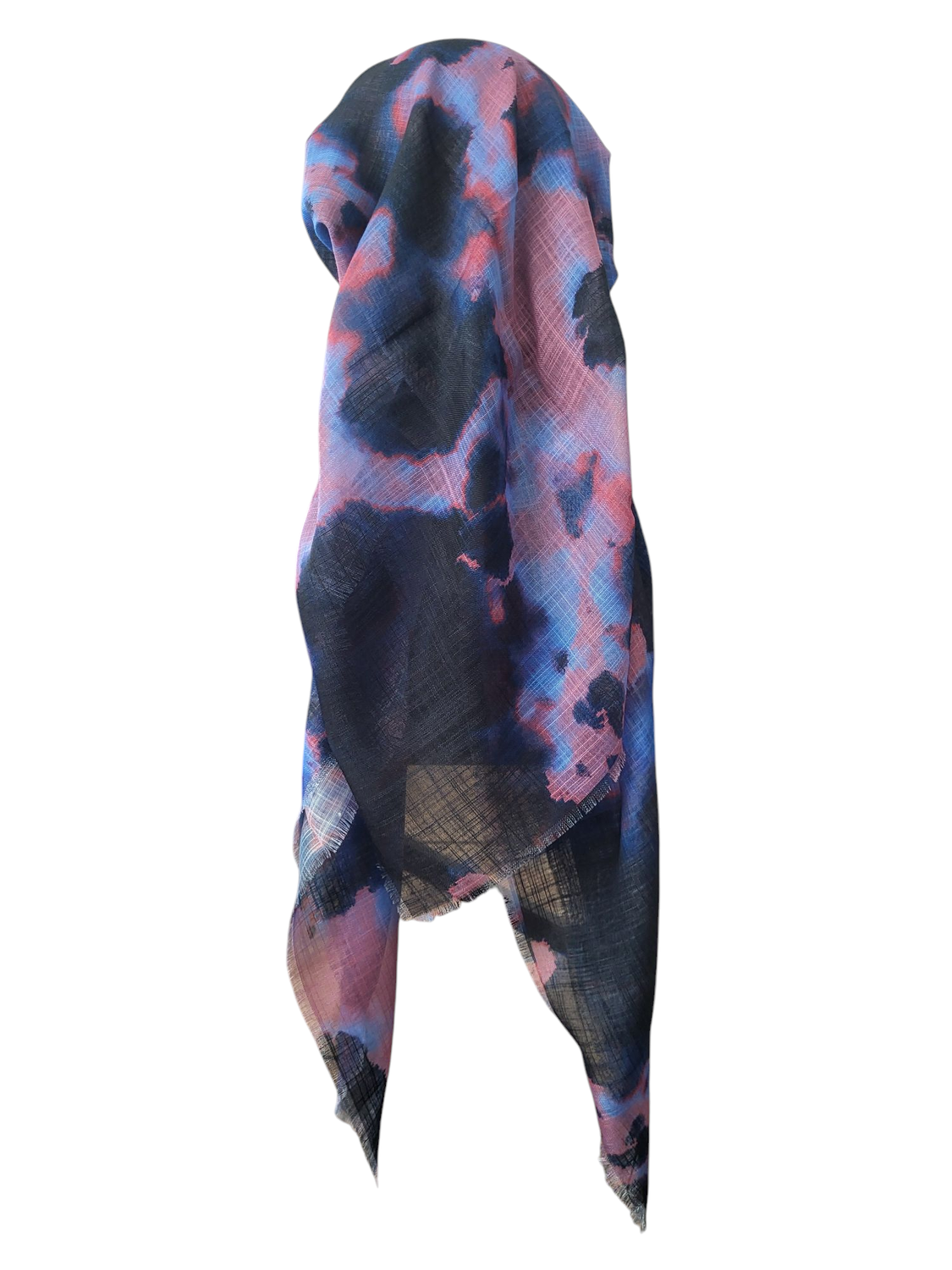 Multicolored mulberry - long kerchief back - soft fringes pretied tichel (BBS) w/band sewn in