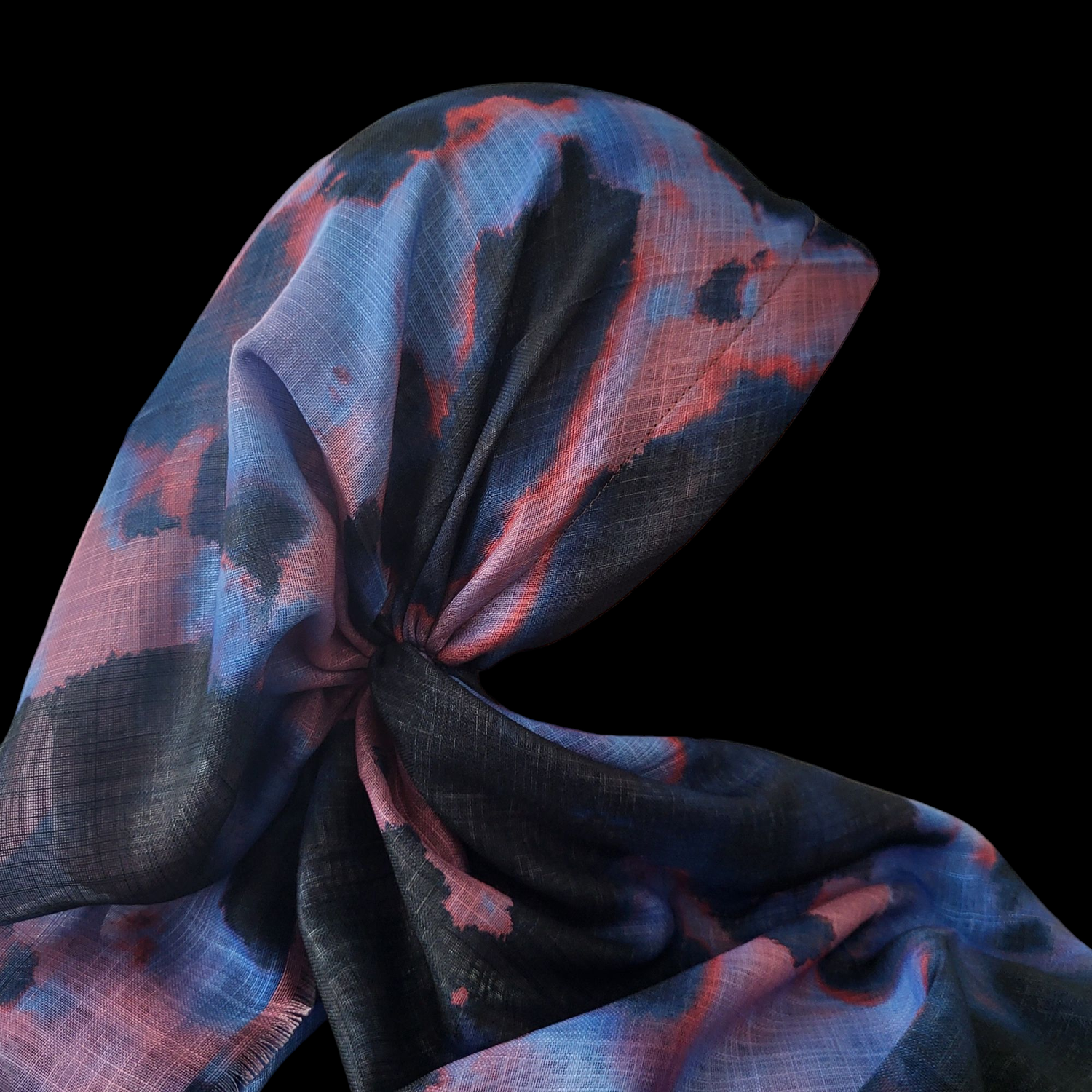 Multicolored mulberry - long kerchief back - soft fringes pretied tichel (BBS) w/band sewn in