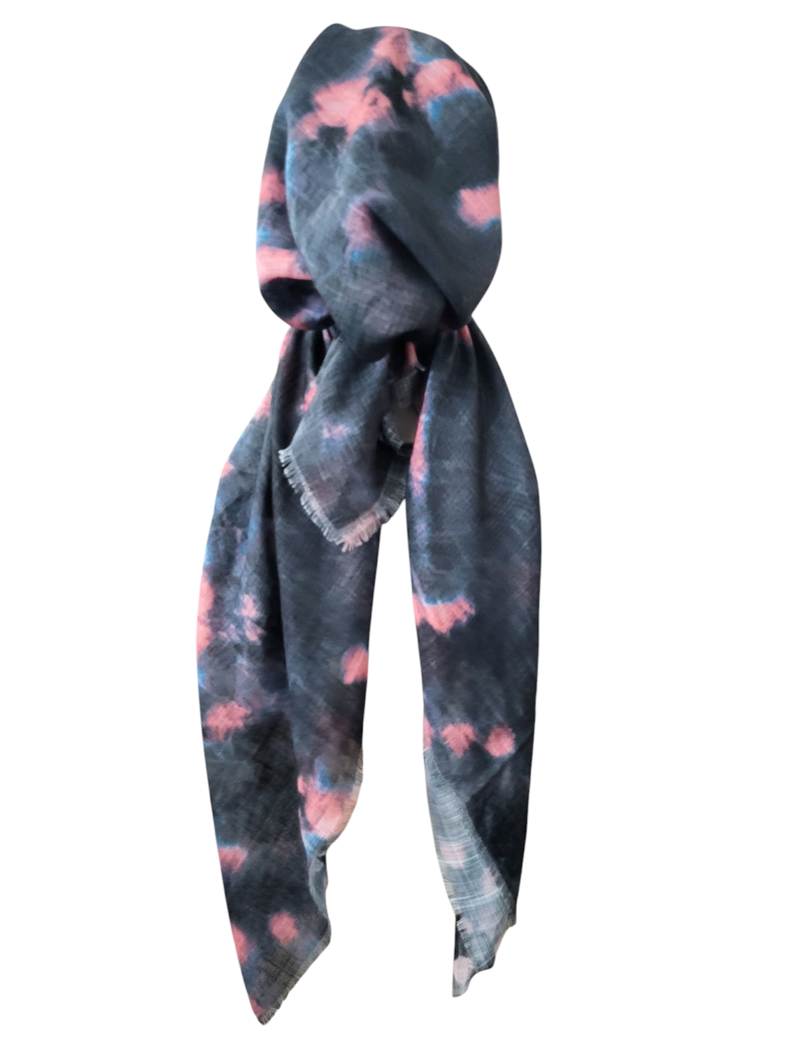 Coral colorfully patterned - soft fringes pretied tichel