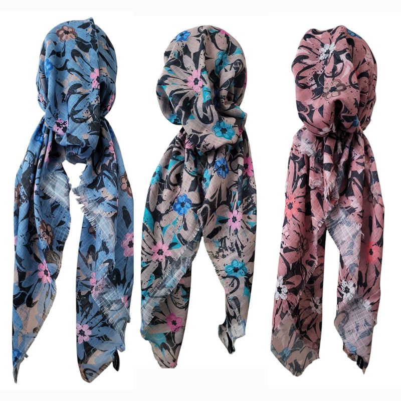 Pretty floral - soft fringes pre-tied tichels