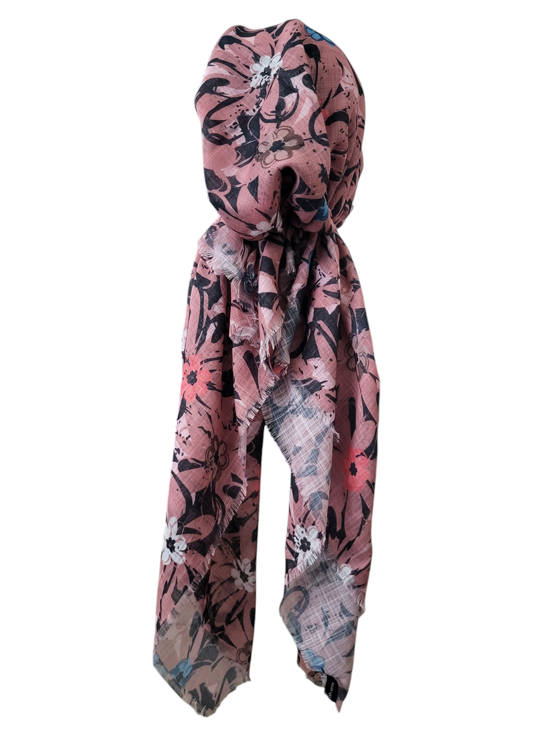 Coral/orangey flowers - soft fringes pretied tichel
