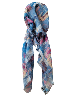 Denim n&#39; more multicolored - soft fringes pretied tichel