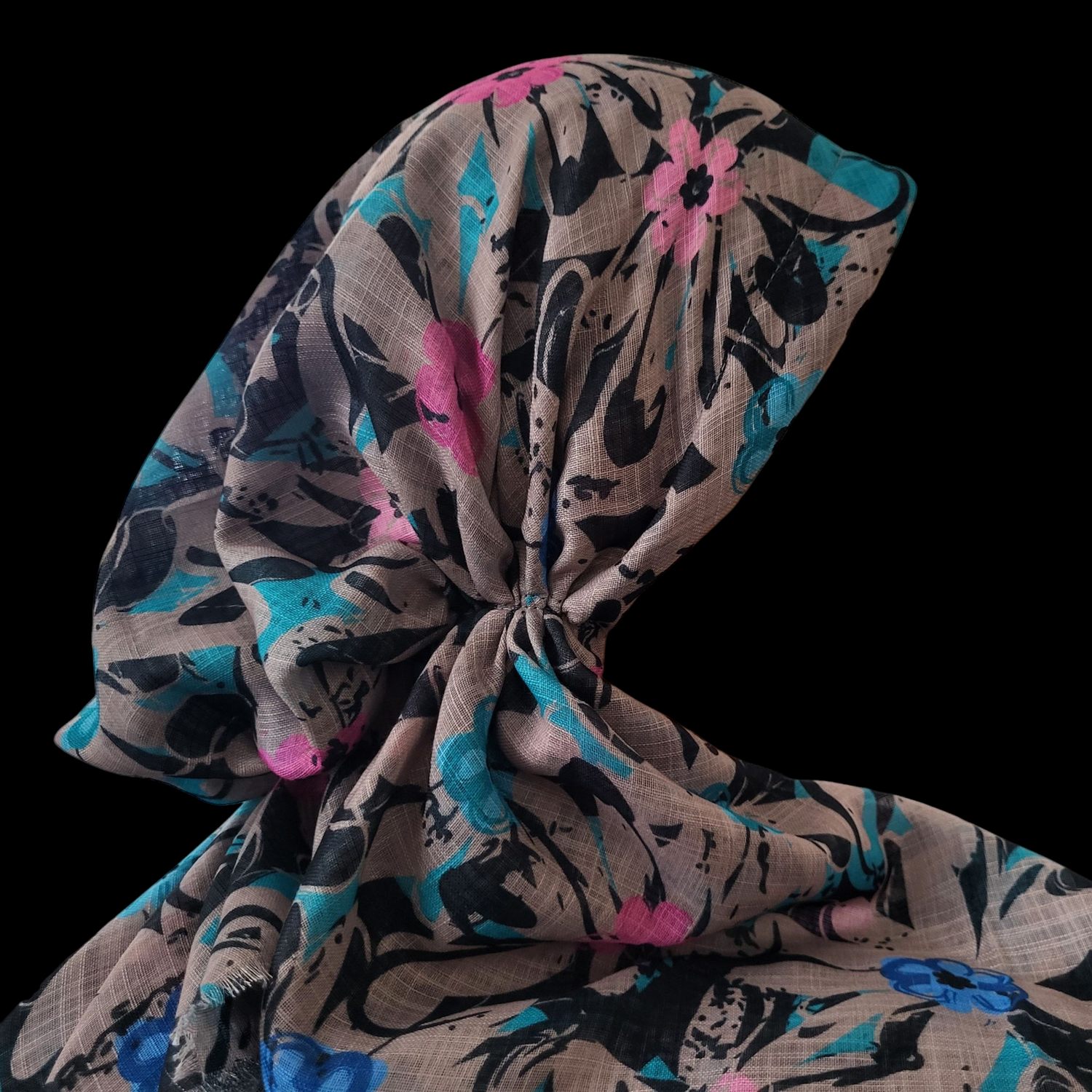 Tan flowers - soft fringes pretied tichel