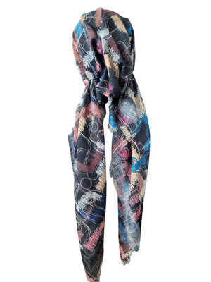 Black n&#39; more multicolored - soft fringes pretied tichel