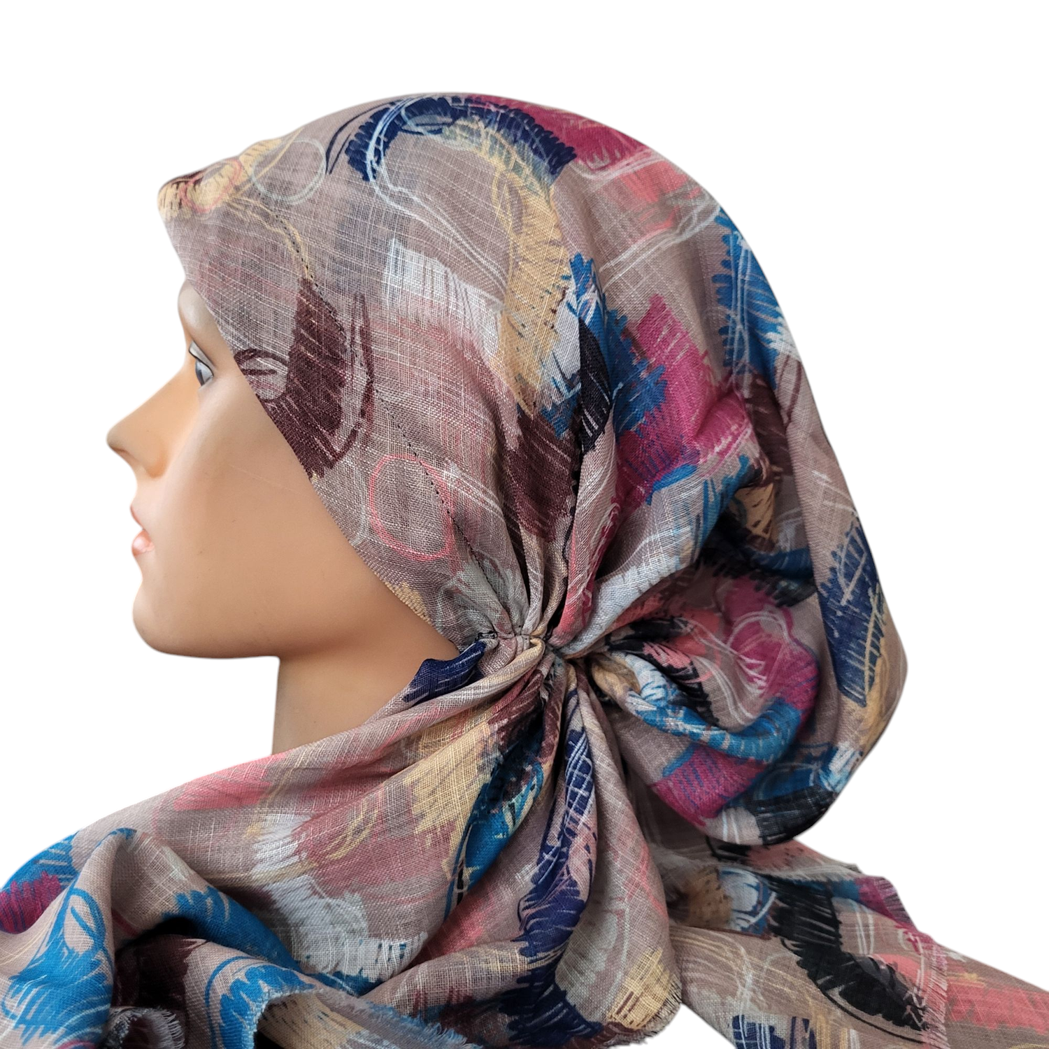 Tan n' more multicolored - soft fringes pretied tichel