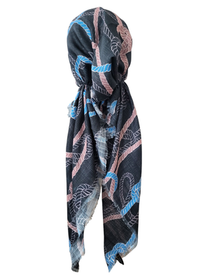 Black ropes patterns - soft fringes pretied tichel