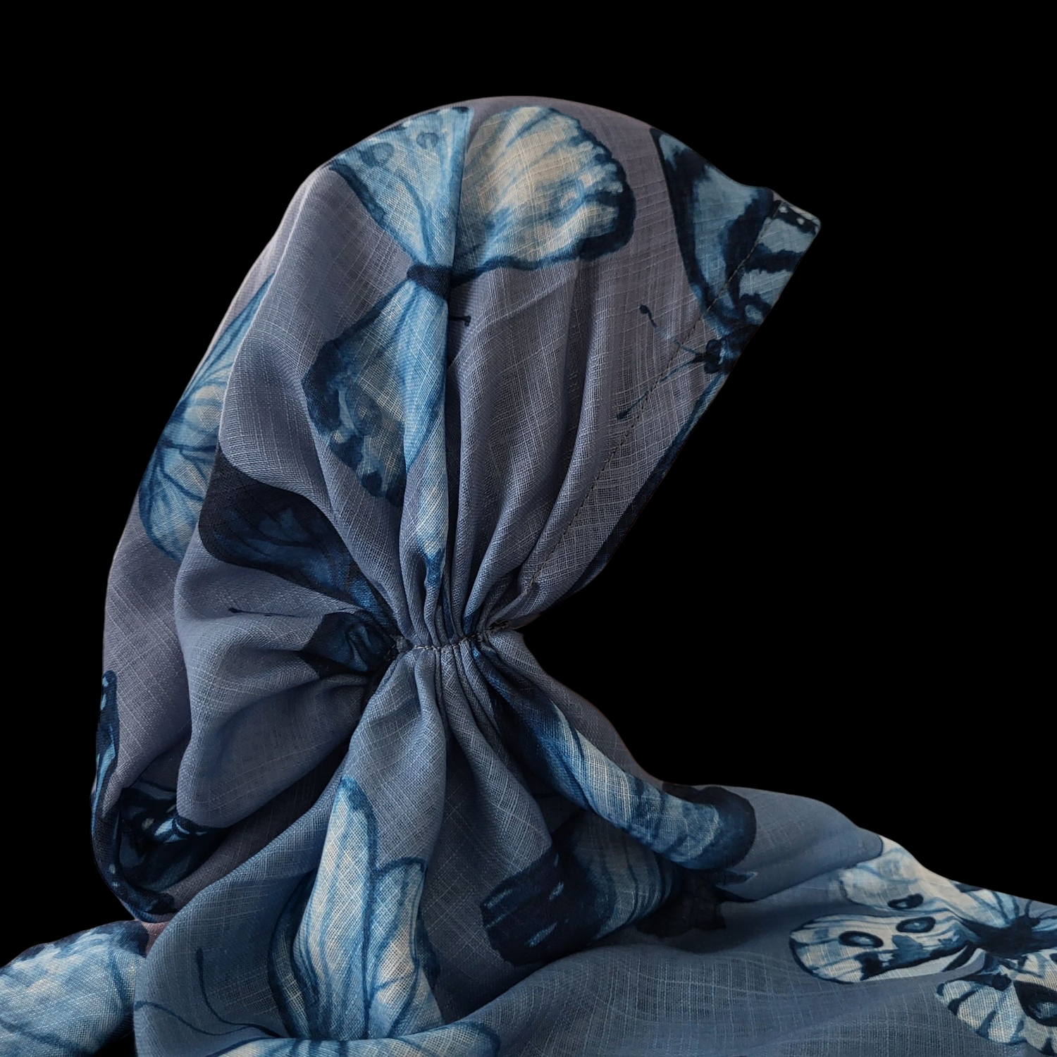 Lavender shaded w/butterflies - soft fringes pretied tichel