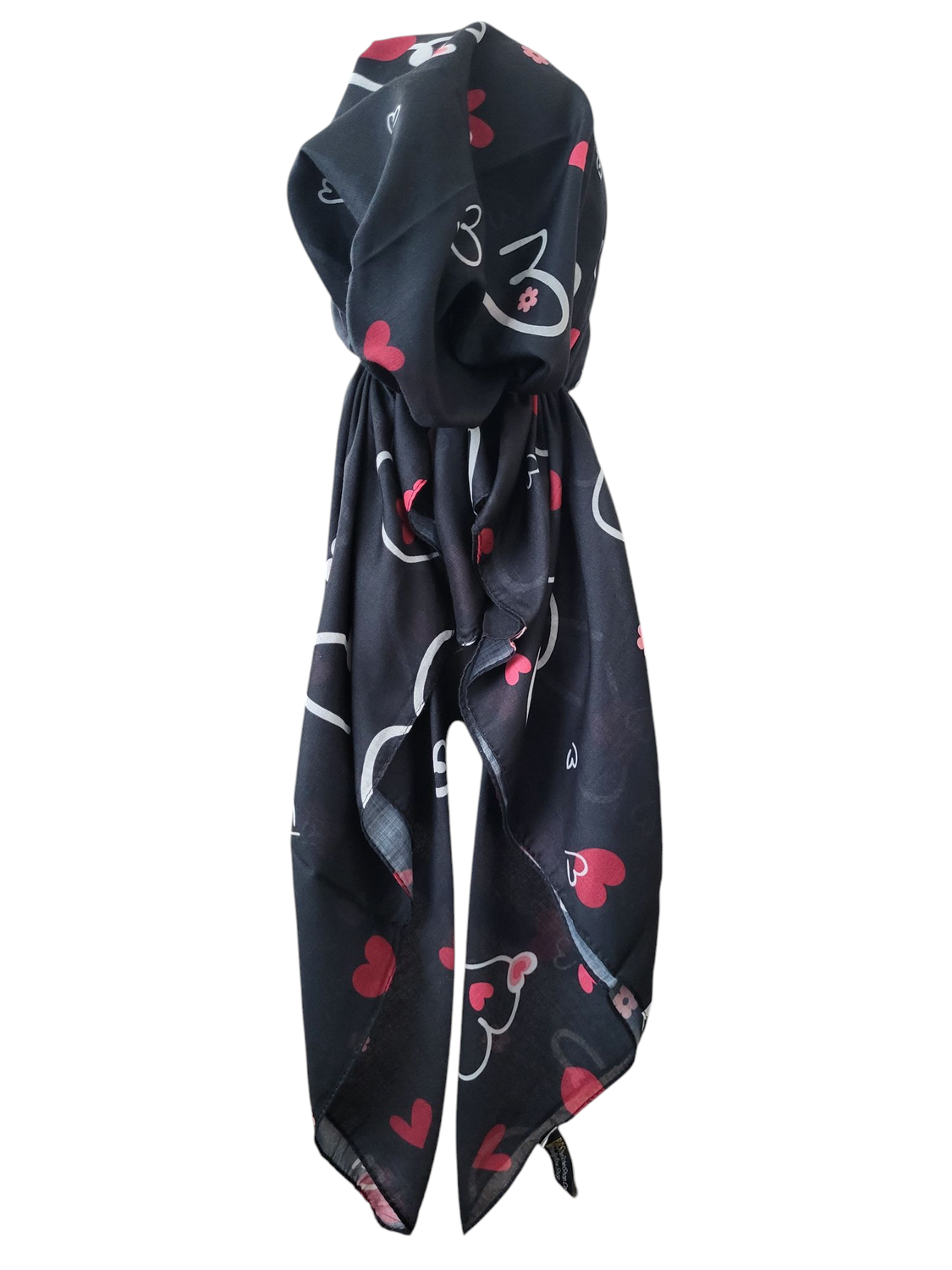 Black/red hearts  - Turkish pretied tichel (BBS)
