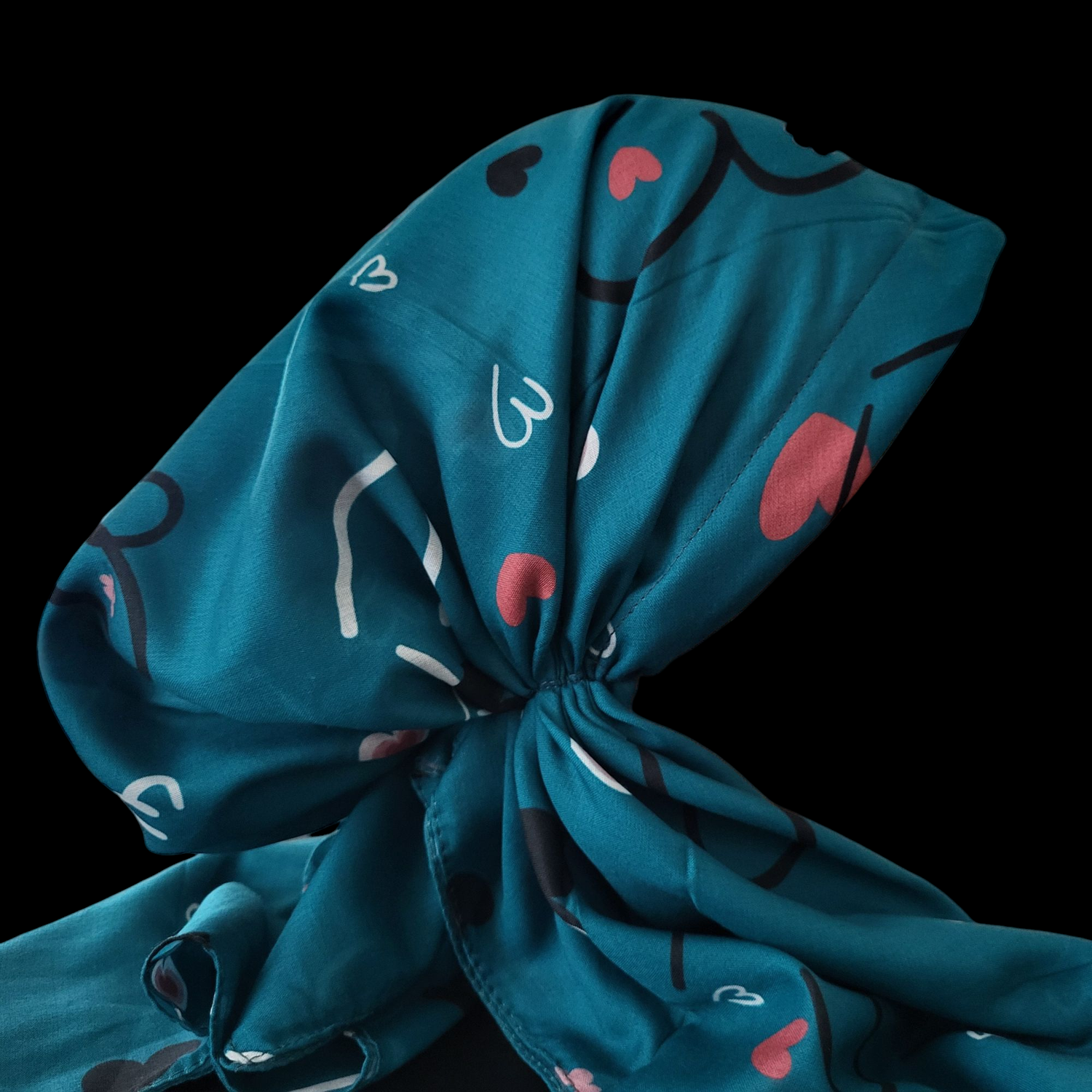 Teal green hearts  - Turkish pretied tichel (BBS)