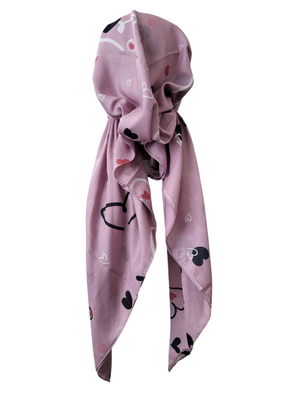 Dusty pink hearts  - Turkish pretied tichel (BBS)