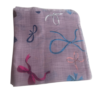 Mauve - Soft fringes tichel - pretty bows