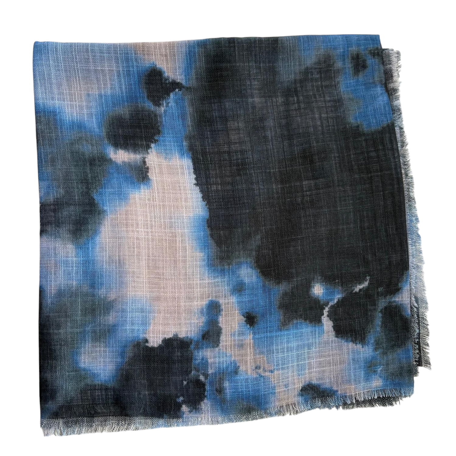 Tie dyed w/blue -  soft fringed tichel