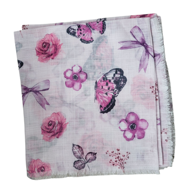 Pink - butterflies n&#39; more - soft fringed tichel