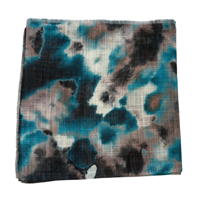Tie dyed w/green -  soft fringed tichel