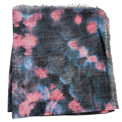 Tie dyed w/coral -  soft fringed tichel