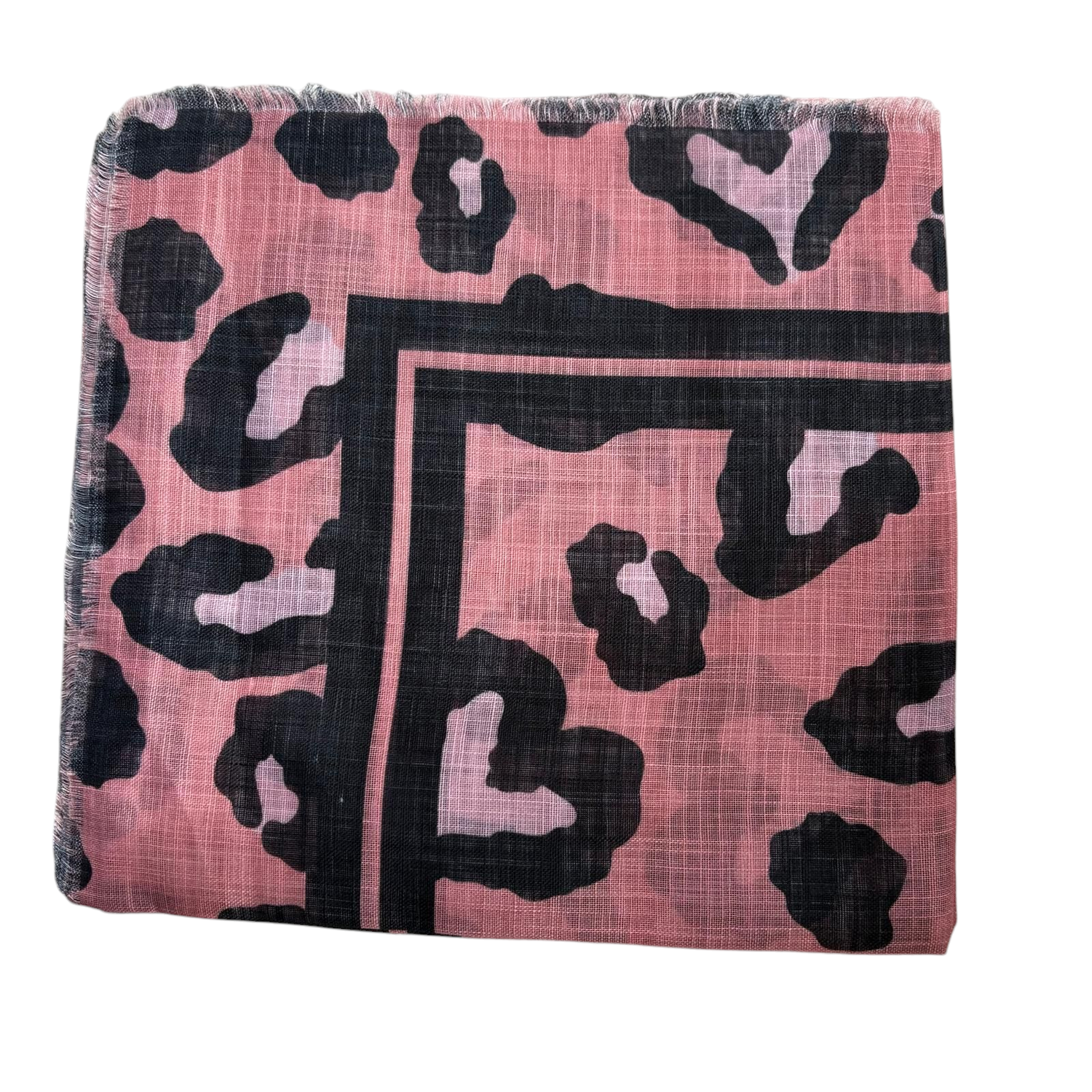 Apricot animal patterned -  soft fringed tichel
