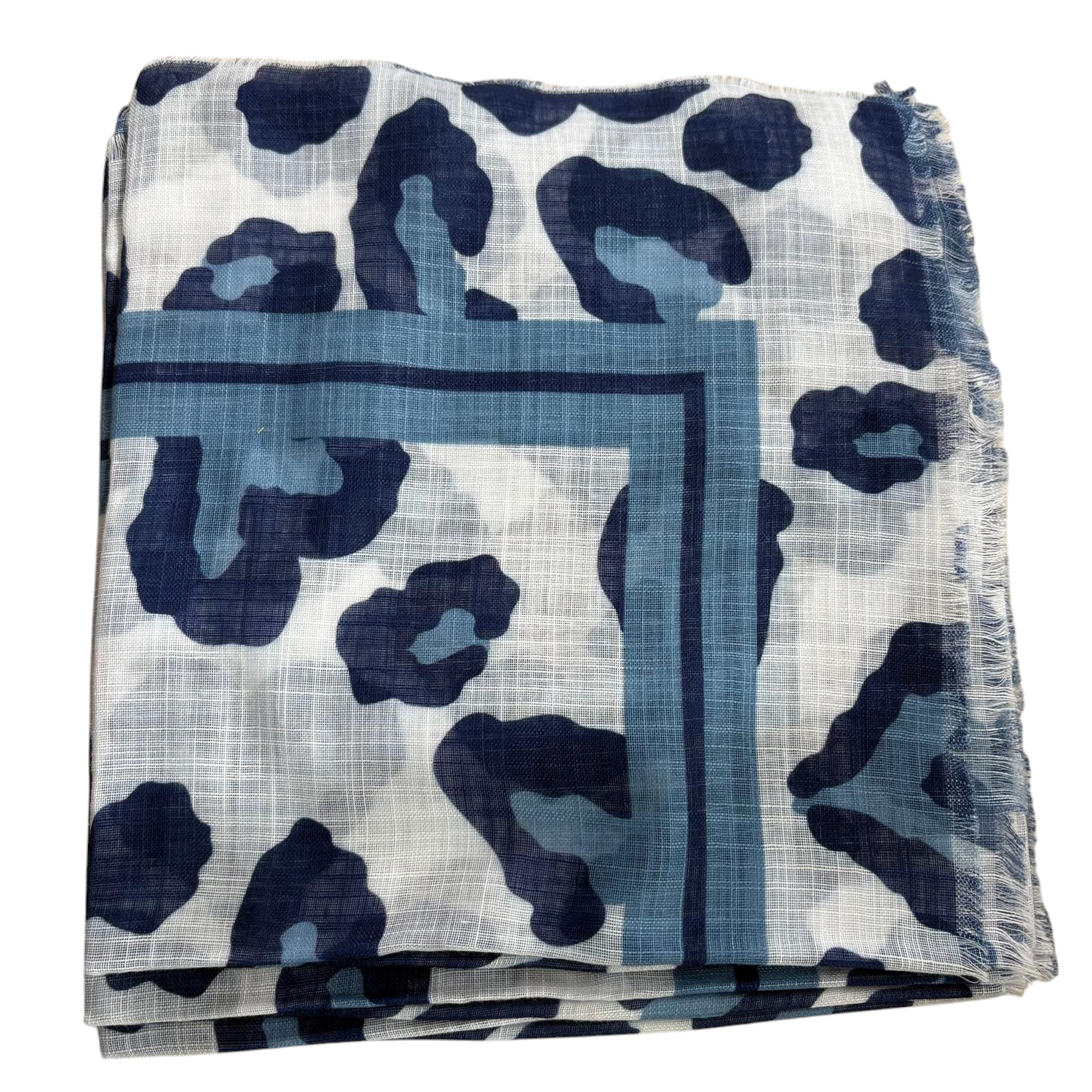 White animal patterned -  soft fringed tichel