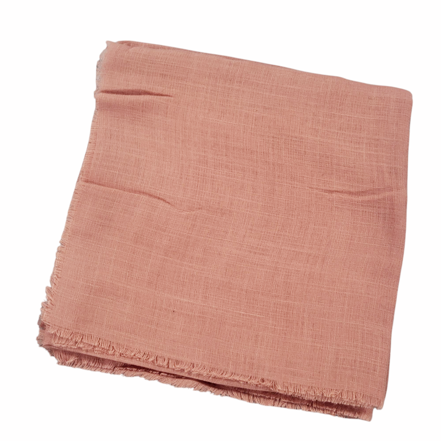 Solid soft fringed tichel - light dusty salmon