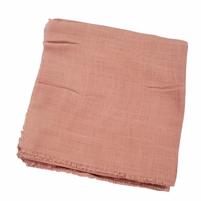 Solid soft fringed tichel - light dusty salmon