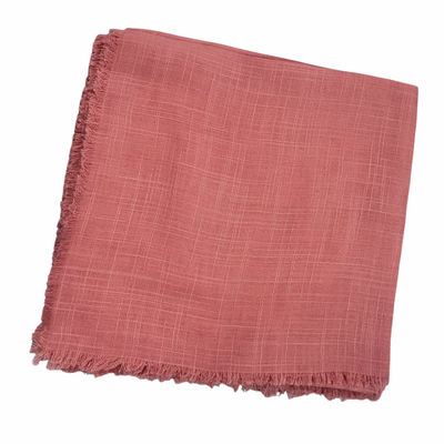 Solid soft fringed tichel - coral salmon