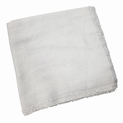 Solid slightly glittery soft fringed tichel - white