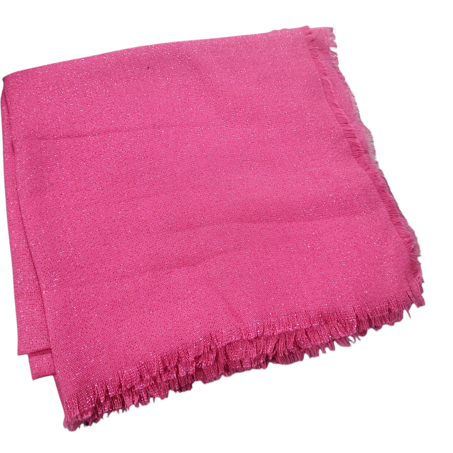 Solid slightly glittery soft fringed tichel - deep pink