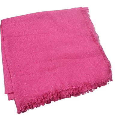 Solid slightly glittery soft fringed tichel - deep pink
