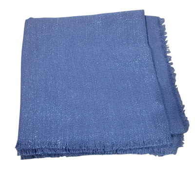 Solid slightly glittery soft fringed tichel - medium denim color