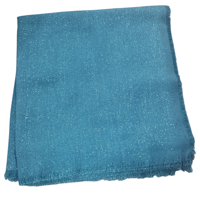 Solid slightly glittery soft fringed tichel - bright teal