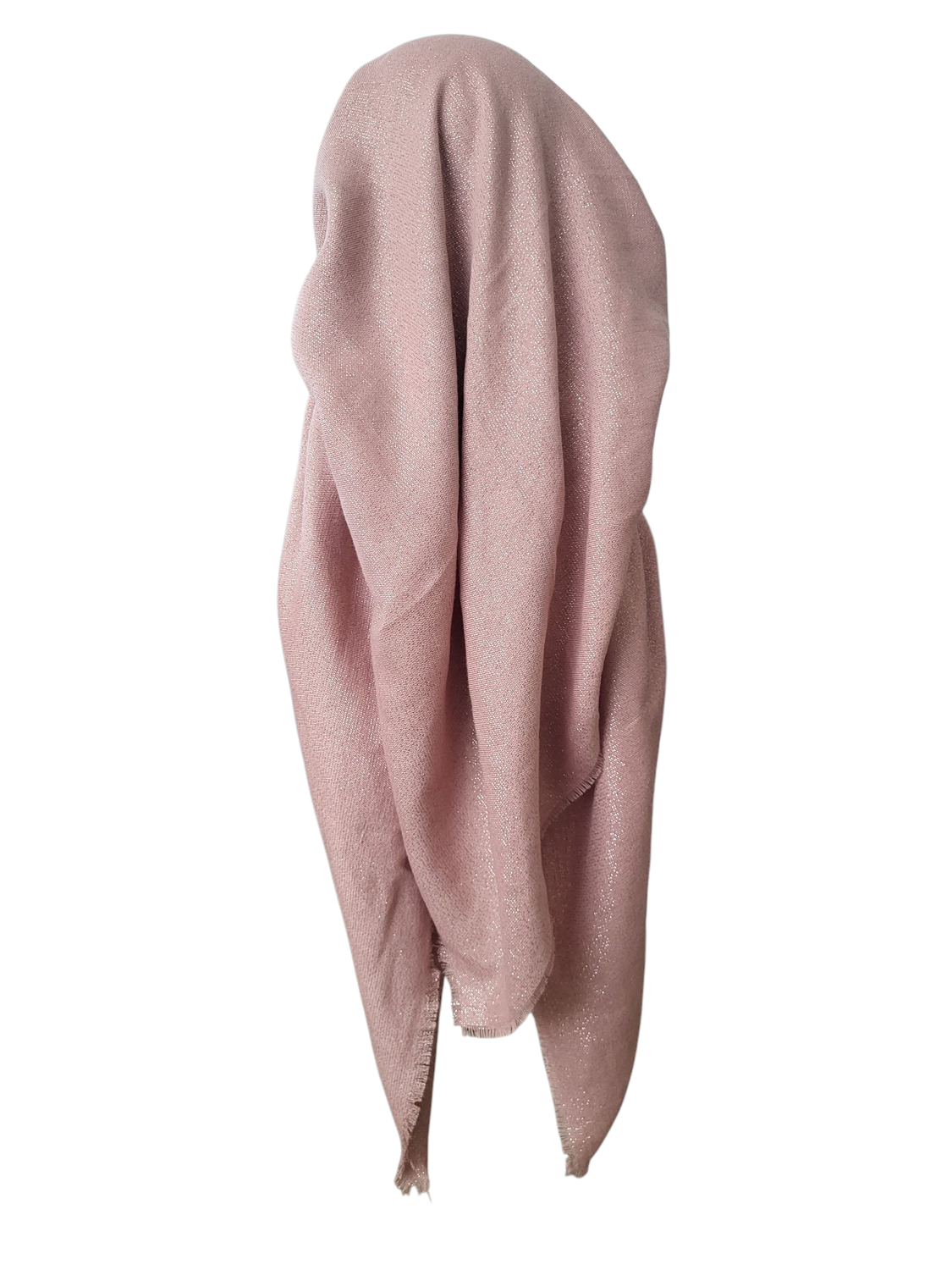 Rose gold glittery - long back pre-tied kerchief w/band sewn in  -  soft fringed edges material