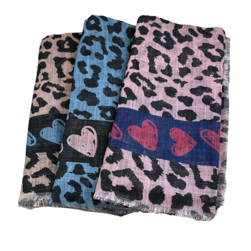 Soft fringes - leopard and hearts tichels