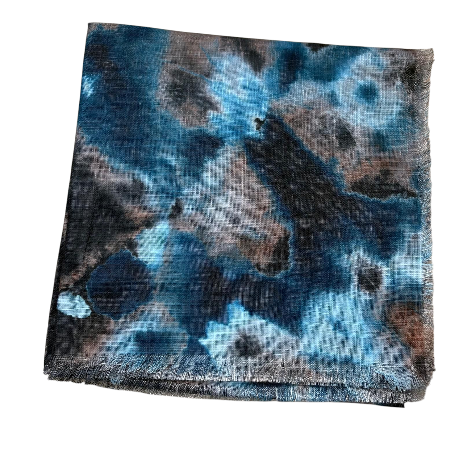 Tie dyed /blues -  soft fringed tichel