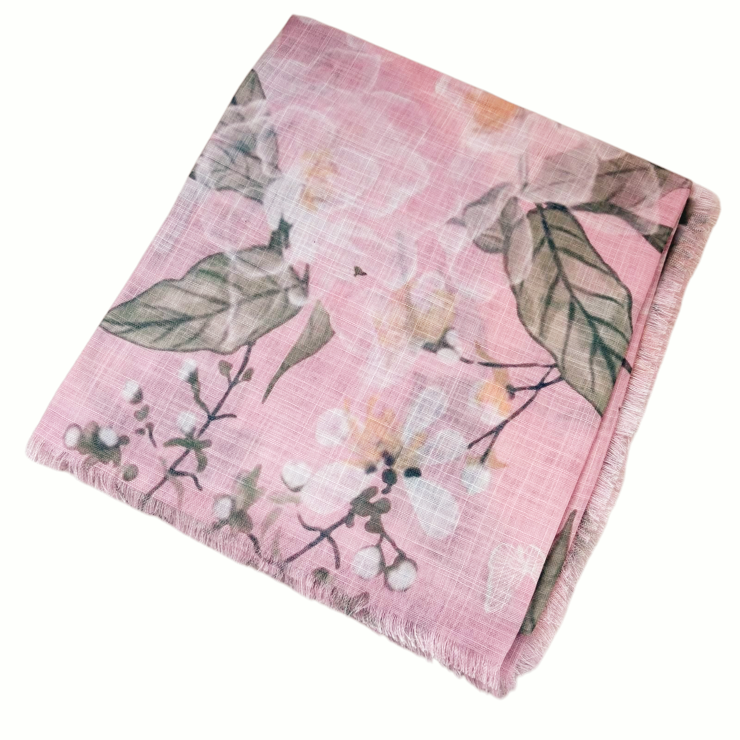 Light pink - summer floral - soft fringed tichel