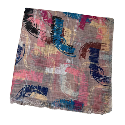 Light brown patterned -  soft fringed tichel