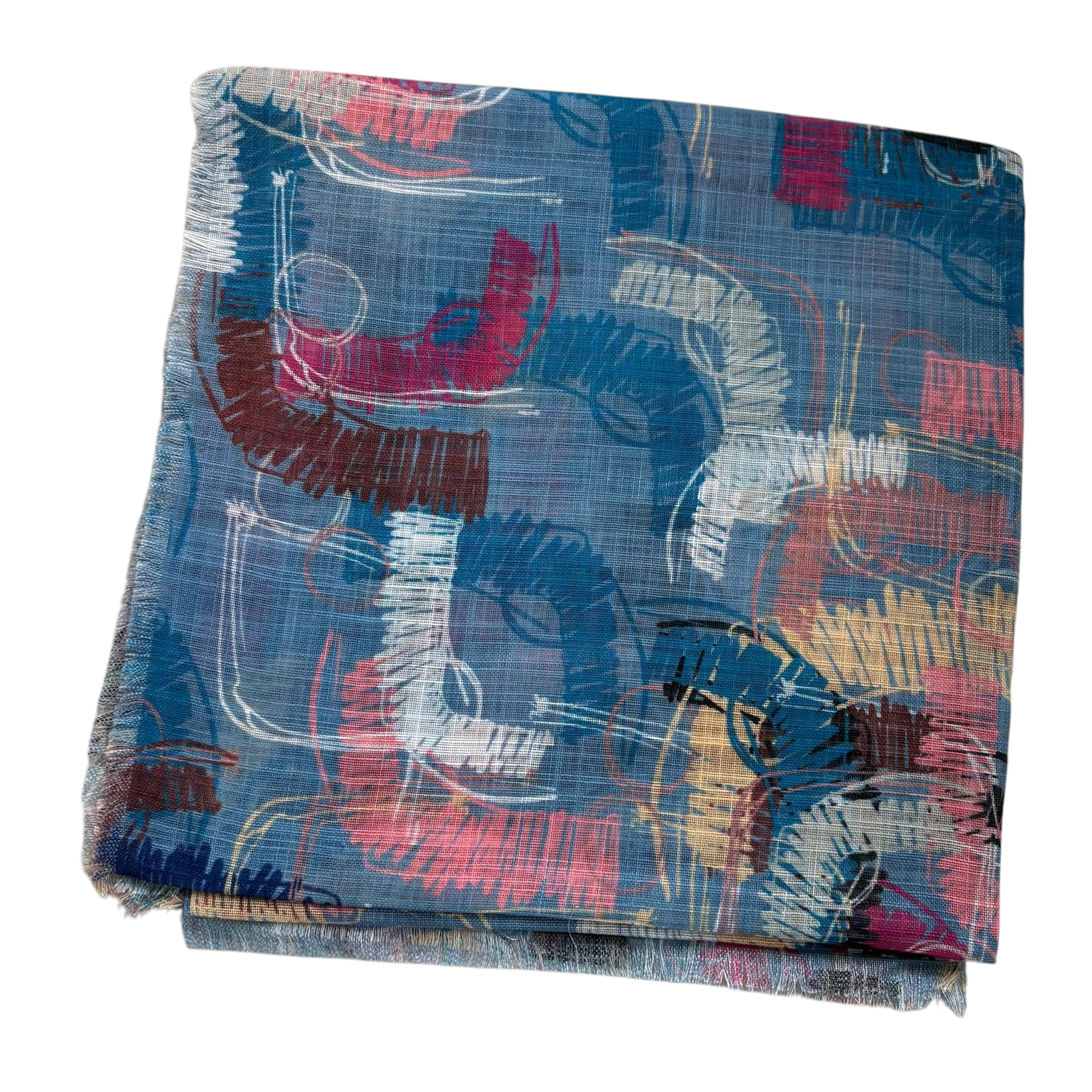 Denim patterned -  soft fringed tichel