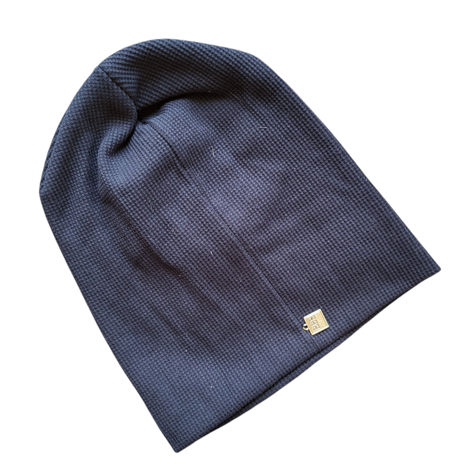 Navy waffle cotton beanie
