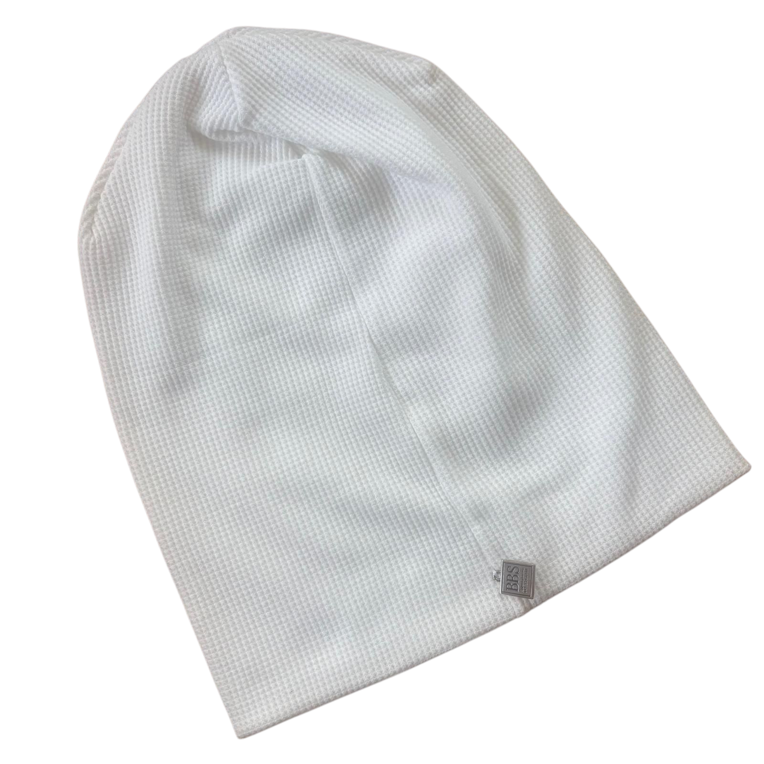 White waffle cotton beanie