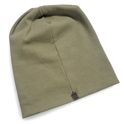 Olive waffle cotton beanie