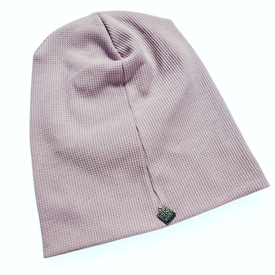 Lavender/blush waffle cotton beanie