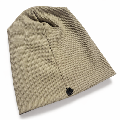 Tan/khaki waffle cotton beanie