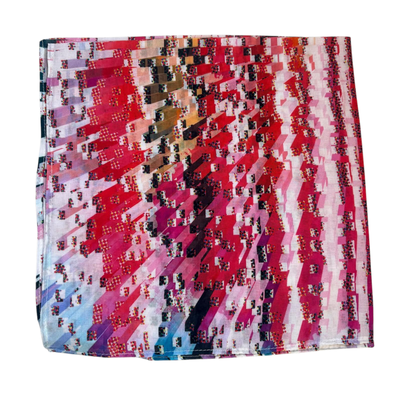 Multicolored red - small square tichel bandana