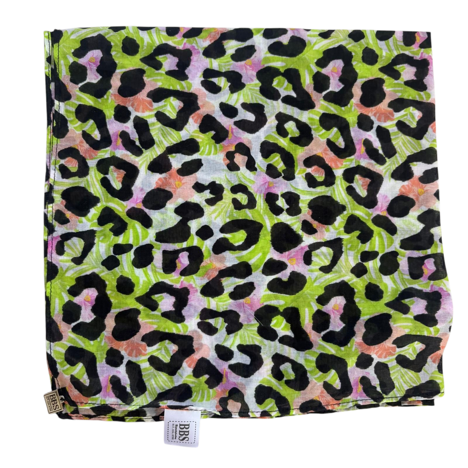 Green leopard - small square tichel bandana