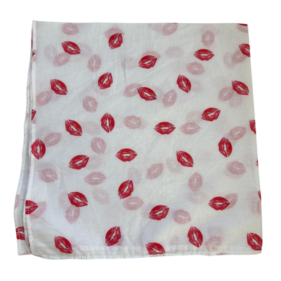White/red- small square tichel bandana