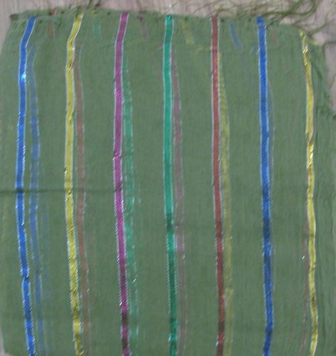 Pale green basic tichel with thick stripes