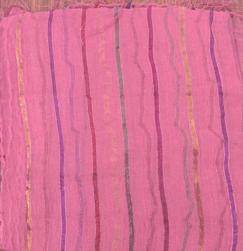 Pink basic tichel with thick stripes