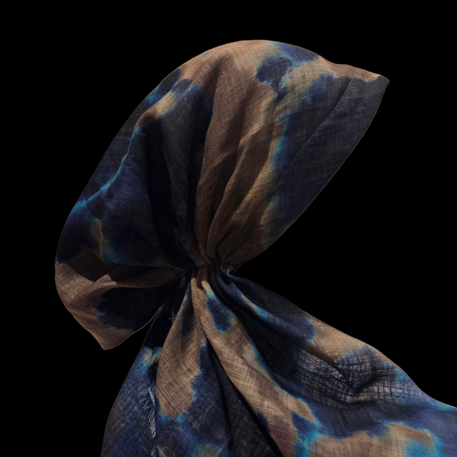 Olive colorfully patterned - soft fringes pretied tichel