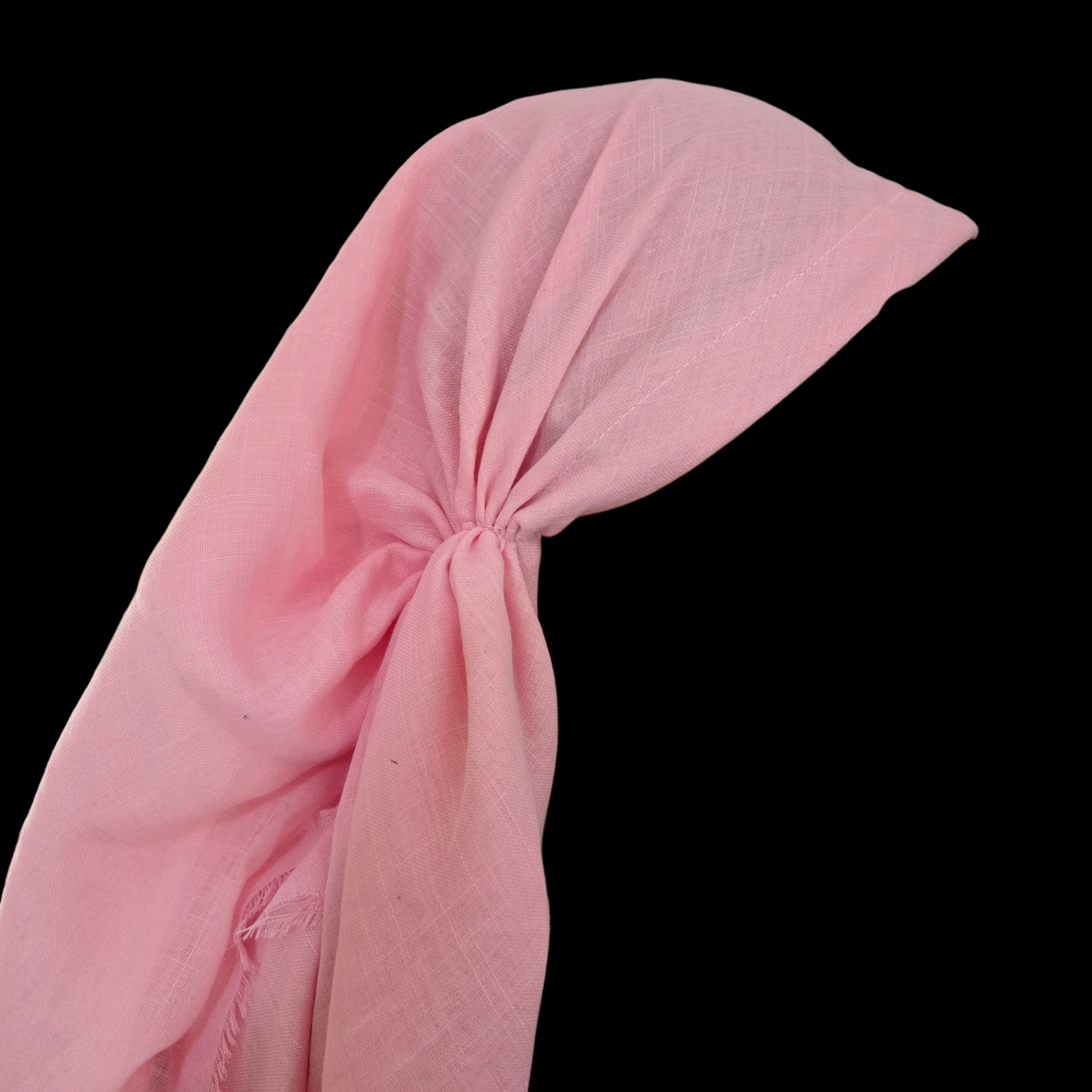 Light pink - long kerchief back - soft fringes pretied tichel (BBS) w/band sewn in